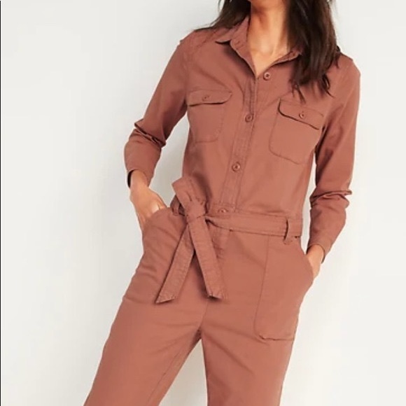 Old Navy Pants - Women’s Old Navy Long Sleeve Belted Utility Front Back Pickets  Jumpsuit Large